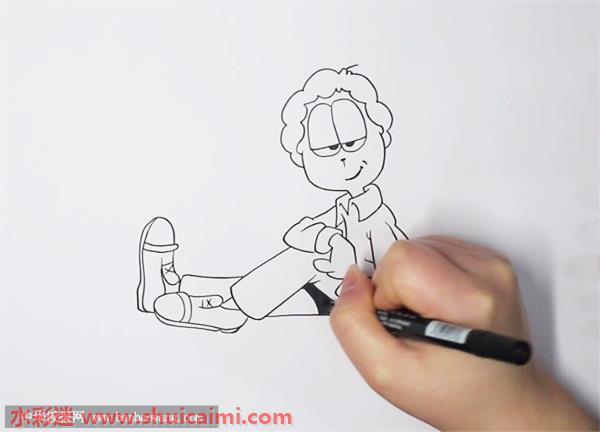 加菲猫主人怎么画 加菲猫主人简笔画简单又漂亮彩色