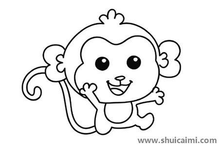 可爱小猴子儿童简笔画