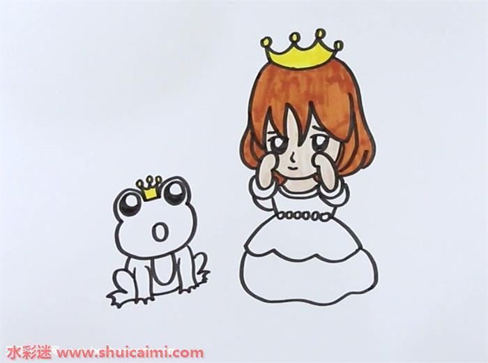 公主与青蛙王子怎么画 公主与青蛙王子简笔画图片大全