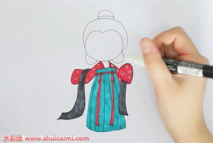 齐胸襦裙怎么画 齐胸襦裙简笔画简单好看带颜色