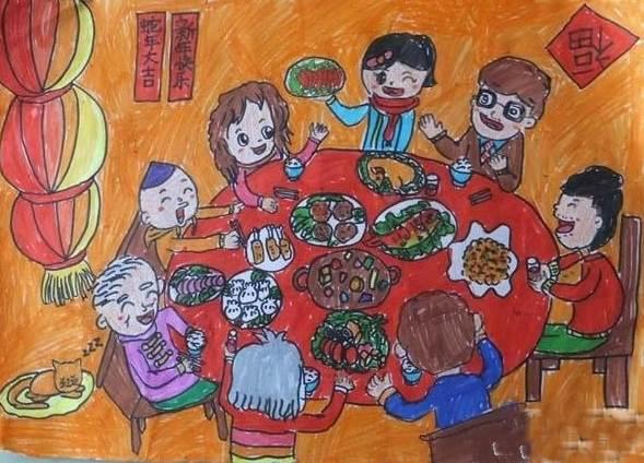 画一桌年夜饭简笔画 年夜饭简笔画简单又漂亮