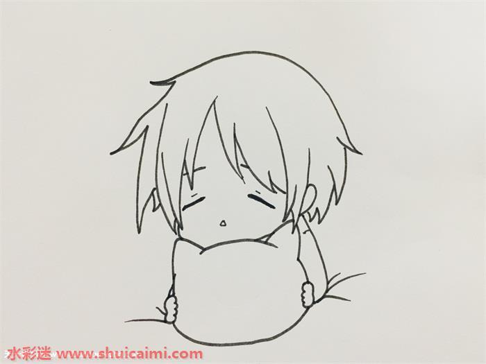 可爱的Q版夏目贵志和猫咪老师简笔画步骤图解