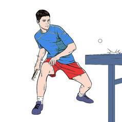 打乒乓球简笔画 爸爸打乒乓球简笔画