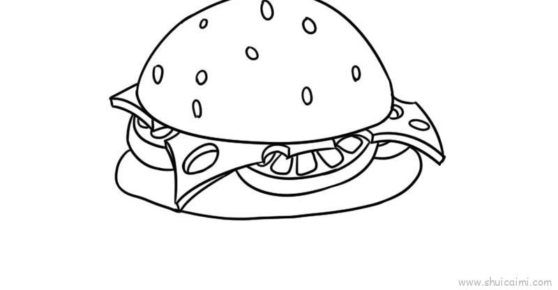 汉堡包儿童画怎么画 汉堡包简笔画步骤
