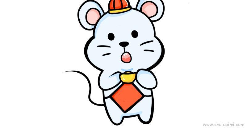 可爱老鼠过新年儿童画怎么画 可爱老鼠过新年简笔画图片