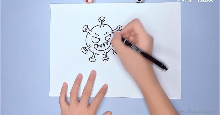 病毒逃跑儿童画怎么画 病毒逃跑简笔画图片