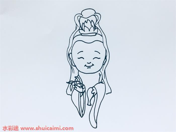 观音菩萨怎么画 观音菩萨简笔画简单好看带颜色