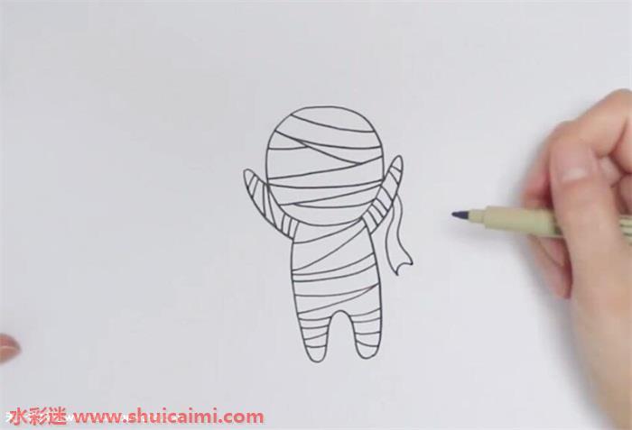 万圣节木乃伊怎么画 万圣节木乃伊简笔画彩色