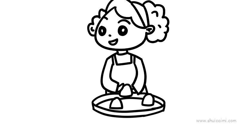 寒食节做青团儿童画怎么画 寒食节做青团简笔画图片