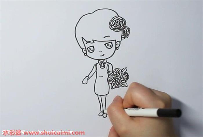 新娘简笔画怎么画漂亮彩色