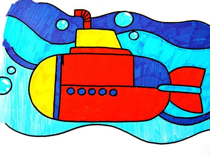 潜艇简笔画 军用潜艇简笔画