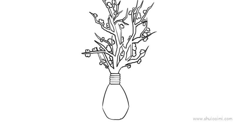 好看的梅花插瓶简笔画绘画教学