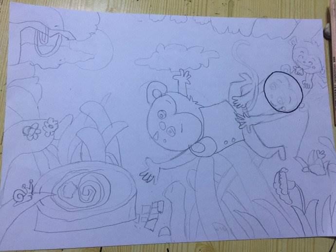 猴子捞月简笔画 猴子捞月简笔画连环画