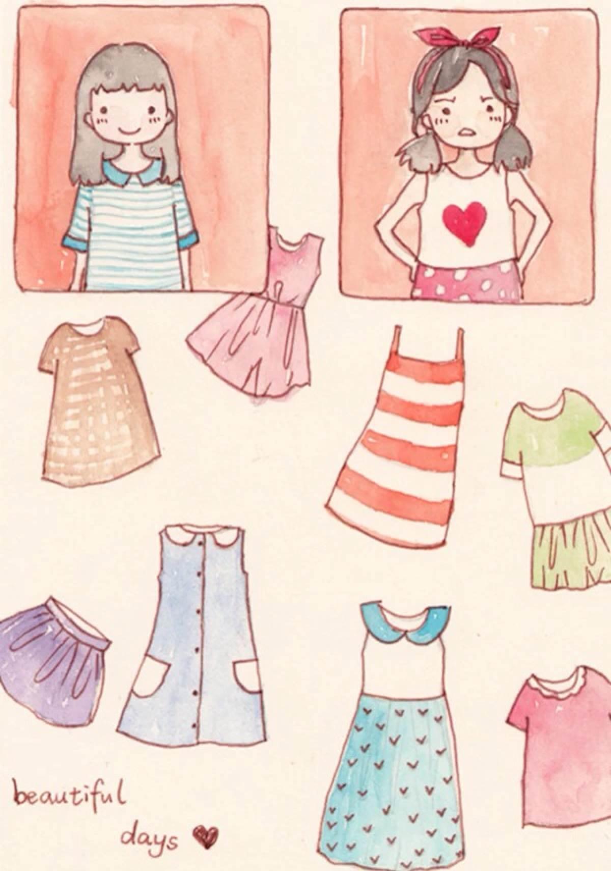 夏天的服装简笔画图片大全 夏天服装简笔画图片