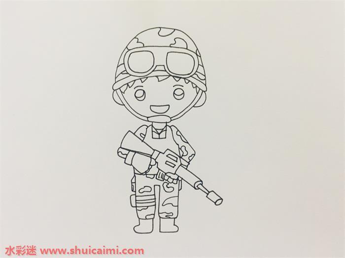 解放军怎么画 解放军简笔画步骤图