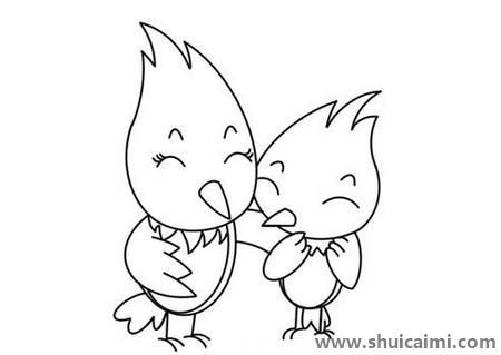 可爱的啄木鸟简笔画步骤教程