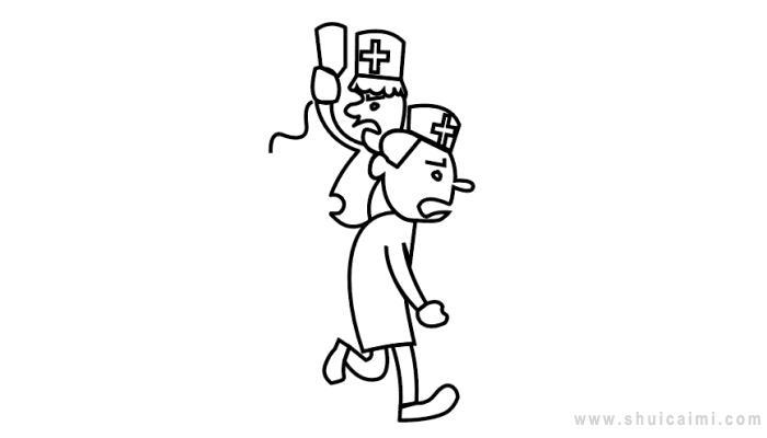 两个医生正在抢护病人简笔画怎么画 两个医生正在抢护病人简笔画步骤