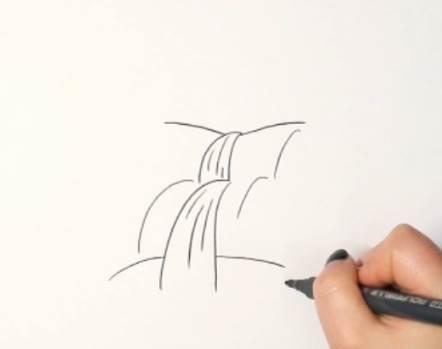 瀑布简笔画 瀑布简笔画山水