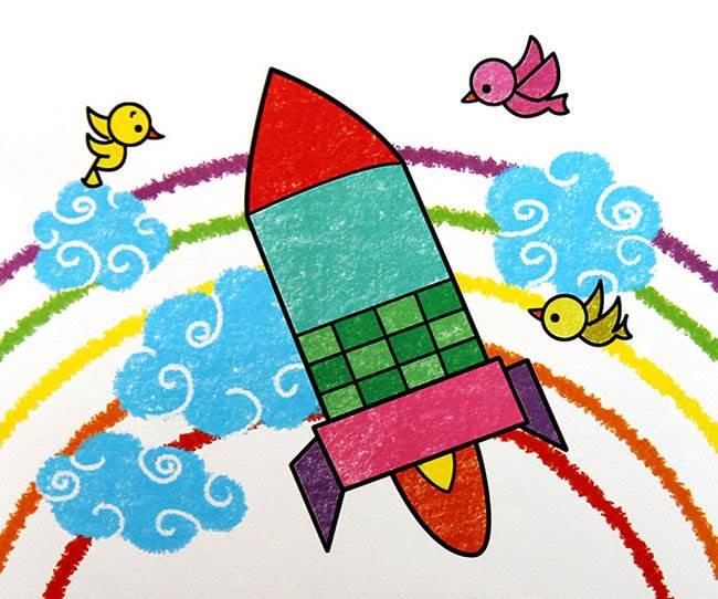 火箭简笔画带涂颜色 火箭简笔画带涂颜色一幅画