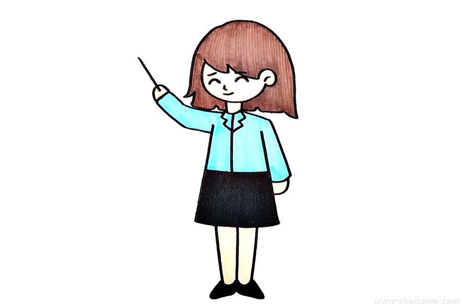 温柔的老师怎么画 温柔的老师简笔画图片带颜色