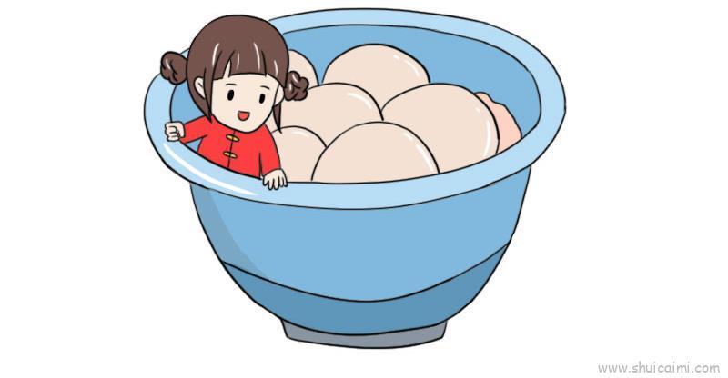 元宵节汤圆小人儿童画怎么画 元宵节汤圆小人简笔画好看