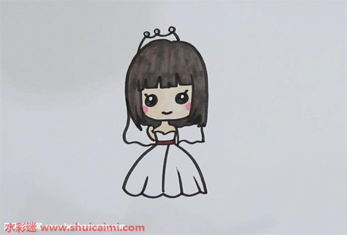 卡通新娘怎么画 卡通新娘简笔画图片大全带颜色