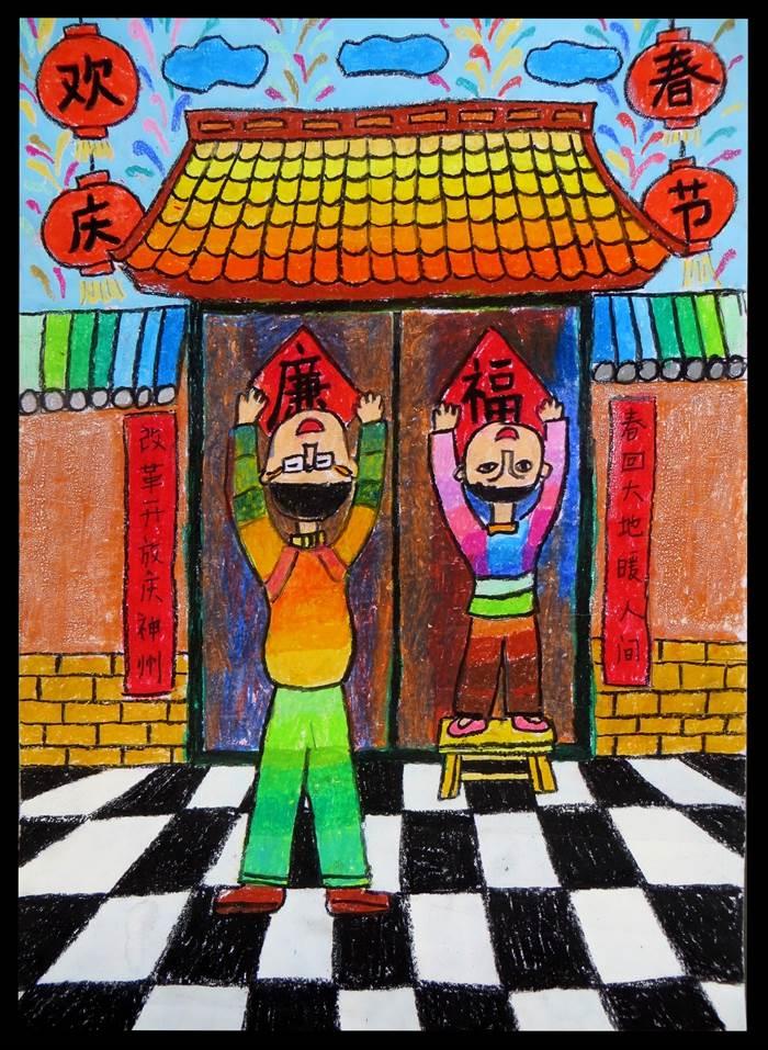 简单画春节贴对联的画怎么画 简单画春节贴对联的画怎么画图片