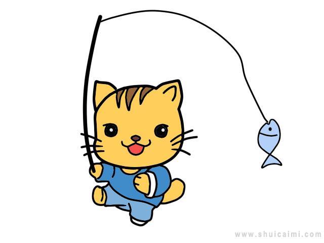 小猫钓鱼简笔画怎么画 小猫钓鱼简笔画步骤