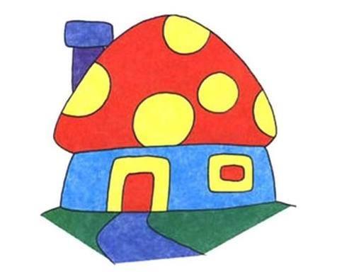 蘑菇房子简笔画 蘑菇房子简笔画图片带颜色