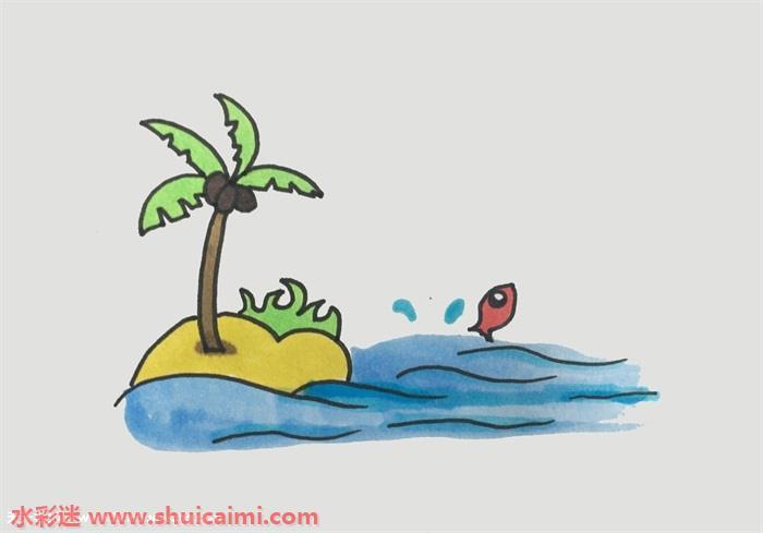 大海怎么画 大海简笔画图片带颜色