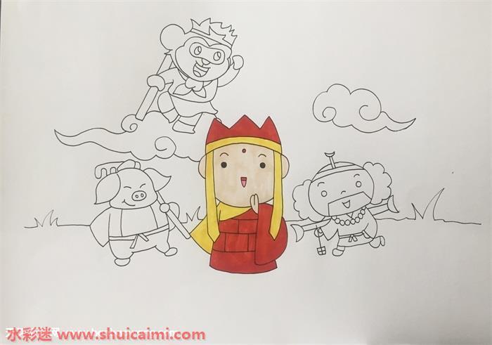 西游记里的师徒四人怎么画 唐僧师徒简笔画简单易画彩色