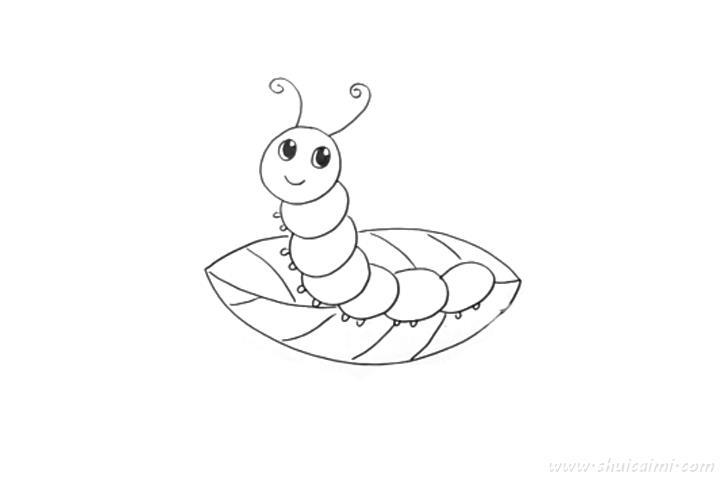 叶子上的毛毛虫怎么画 毛毛虫简笔画图片带颜色