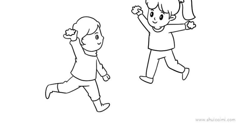 小朋友打雪仗儿童画怎么画 小朋友打雪仗简笔画步骤