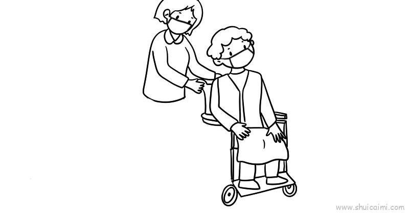 疫情看夕阳老人儿童画怎么画 疫情看夕阳老人简笔画顺序