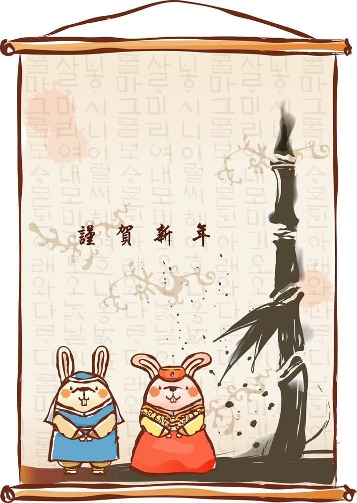 2023兔子拜年简笔画图片 小兔子拜年简笔画