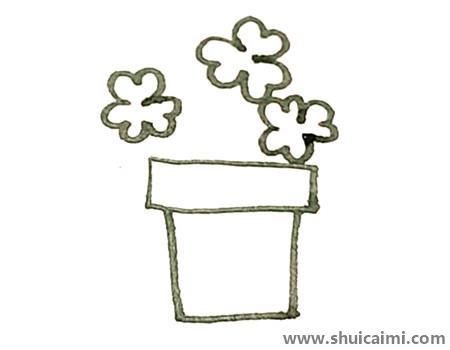 三叶草盆栽儿童简笔画