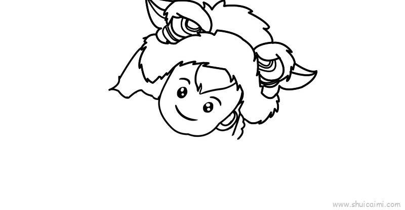 舞狮头儿童画怎么画 舞狮头简笔画教程