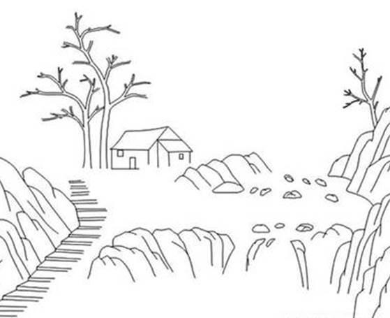 山水画简笔画 山水画简笔画儿童画