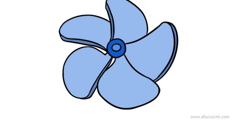 船螺旋桨儿童画怎么画 船螺旋桨简笔画步骤
