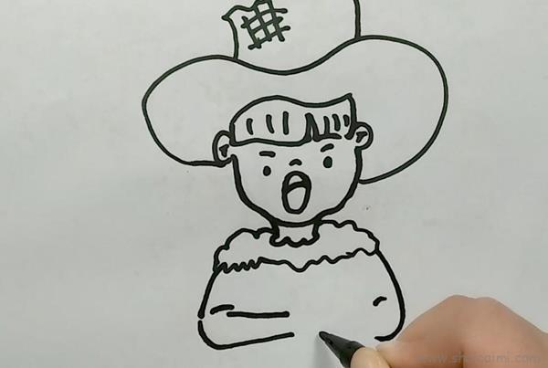 拿南瓜的小孩儿童画简笔画怎么画