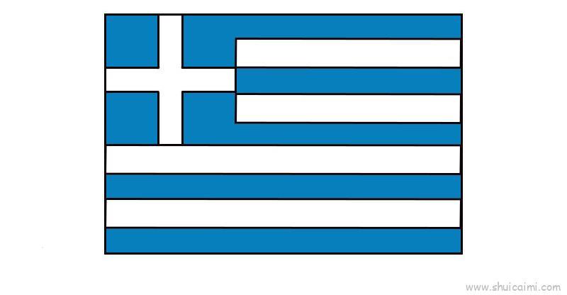 希腊国旗儿童画怎么画 希腊国旗简笔画步骤