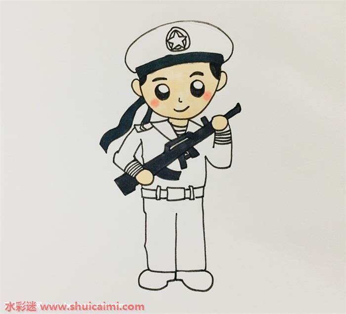 海军军人简笔怎么画 海军军人简笔画图片彩色