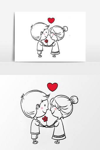 情侣简笔画一男一女 情侣简笔画一男一女可爱