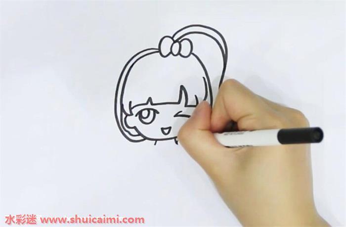 马尾女生简笔画怎么画简单易画彩色