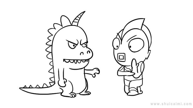 奥特曼打怪兽简笔画怎么画 奥特曼打怪兽简笔画图片大全