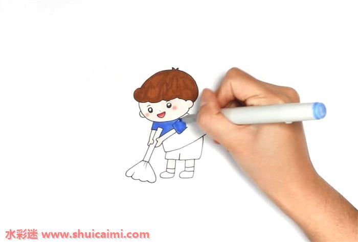 扫地怎么画 扫地简笔画步骤