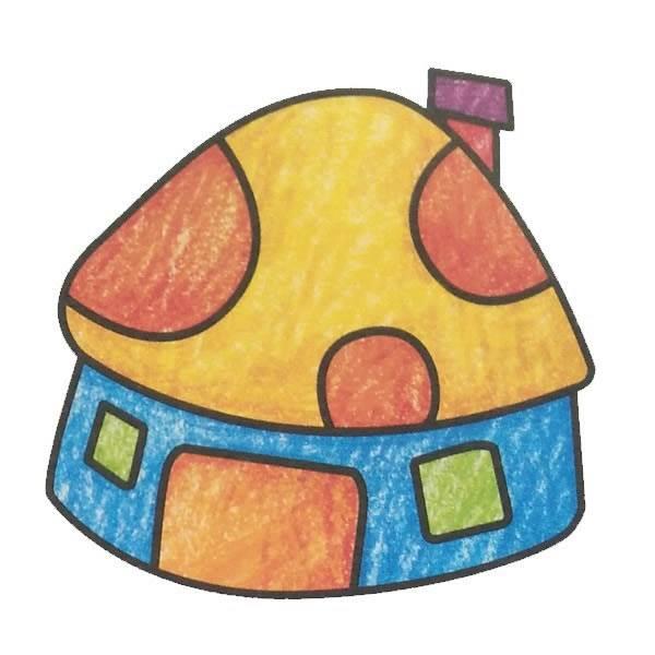 蘑菇房子简笔画 蘑菇房子简笔画图片带颜色