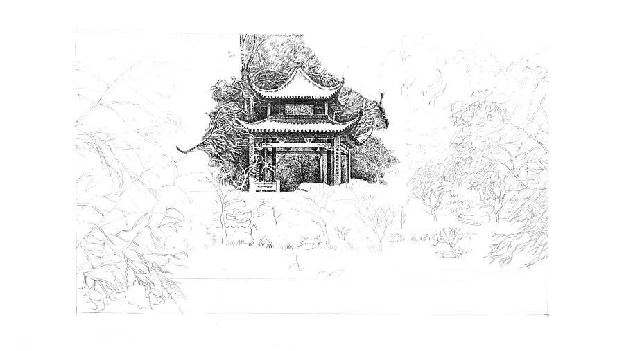 爱晚亭简笔画 爱晚亭简笔画小学作品