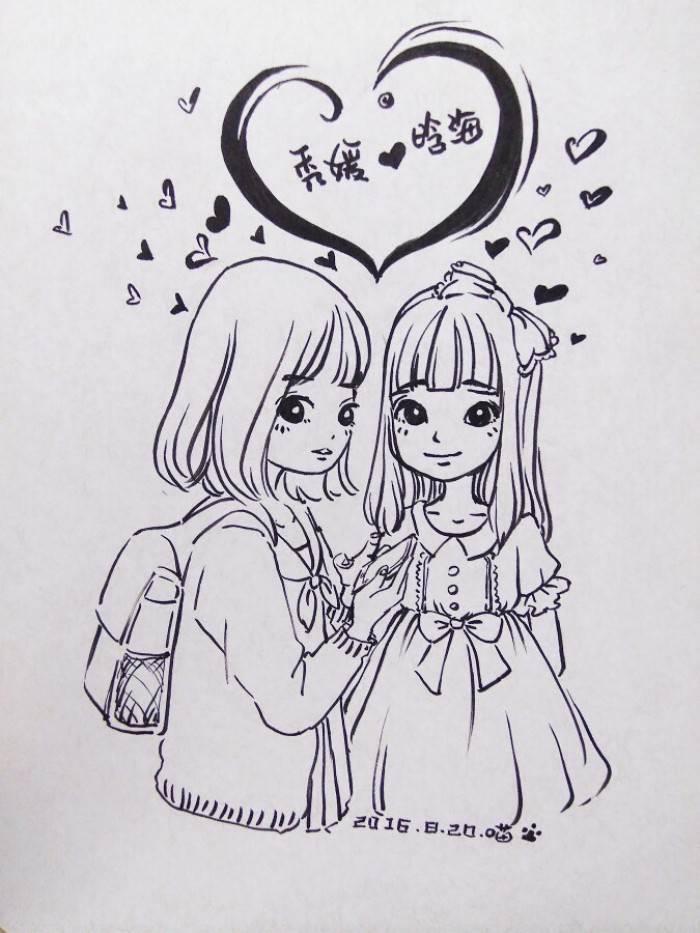 如何画闺密简笔画教程 如何画闺密简笔画图片