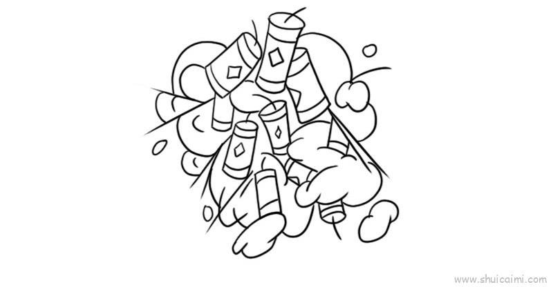 炸鞭炮儿童画怎么画 炸鞭炮简笔画简单又好看
